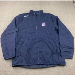 Vintage CCM New York Rangers Hockey Jacket Full‎ Zip Logo NHL Men L Navy Blue